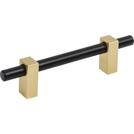 Jeffrey Alexander 96 Mm Center-To-Center Matte Black W/ Brushed Gold Larkin Cabinet Bar Pull 478-96MBBG